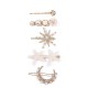 Korean-style cute pearl hair clips, Instagram double white sea star Moon 5-piece set hair clips, simple heart-shaped hair clips, wholesale hair accessories