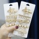 Starry Sea hair clip, Pearl Rhinestone Bow Hair clip, Korean version five-piece set edge clip, Broken Hair girl head accessory clip Starry Sea hair clip, Pearl Rhinestone Bow Hair clip, Korean version five-piece set edge clip, Broken Hair girl head accessory clip
