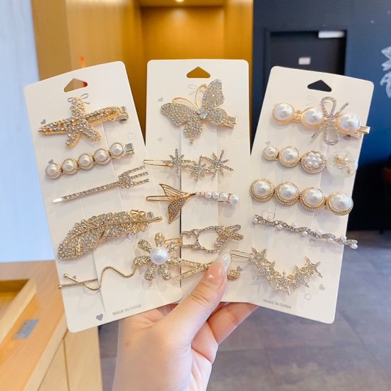 South Korea's Dongdaemun pearl water Diamond hair clip, one-line hair clip at the back of the head, simple crystal edge hair accessory for girls South Korea's Dongdaemun pearl water Diamond hair clip, one-line hair clip at the back of the head, simple crystal edge hair accessory for girls