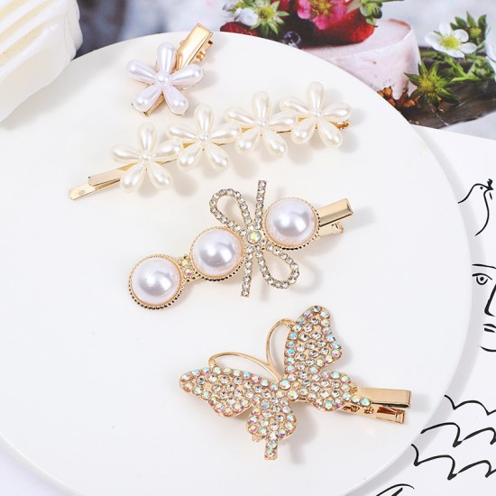 Korean flower butterfly bangs clip, fresh and elegant side top clip, duckbeak clip, hairpin clip, headwear manufacturer wholesale