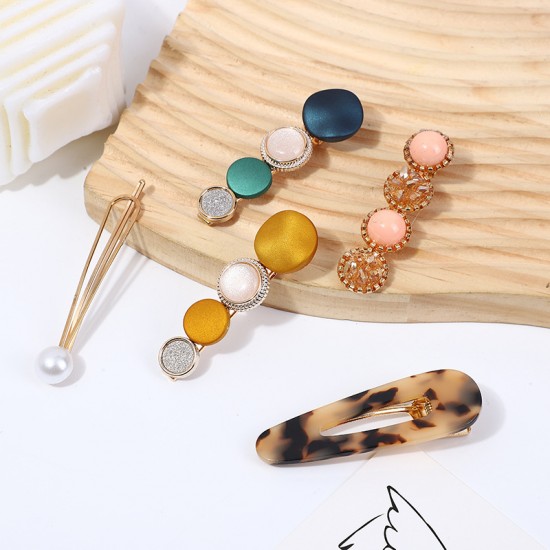 Crystal edge pink crystal Korean bb clip Korean version Korean simple geometric hair accessory Instagram popular bangs broken hair clip