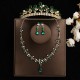 Green bridal crown three-piece set, wedding crown, headwear, necklace, earrings, Korean-style super ethereal wedding dress, evening gown and accessories Green bridal crown three-piece set, wedding crown, headwear, necklace, earrings, Korean-style super ethereal wedding dress, evening gown and accessories