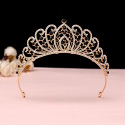 Bride hair accessory, 18-year-old luxurious crystal Korean-style crown, Baroque retro black hair accessory, best friend's birthday gift