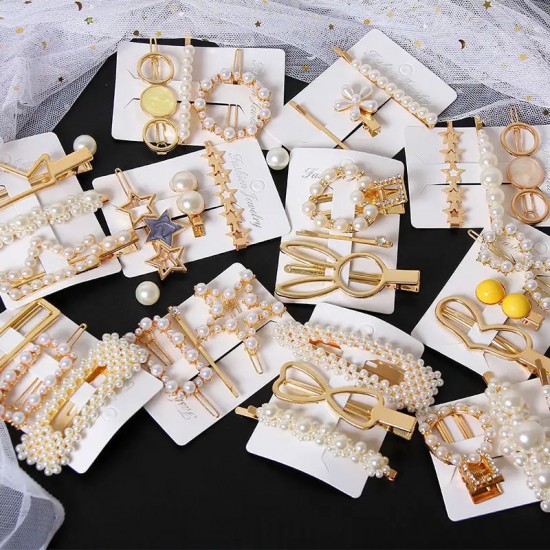 A three-piece set of popular pearl hair clips from Dongdaemun, South Korea, ins headwear, sweet hair clips, female factory direct sale A three-piece set of popular pearl hair clips from Dongdaemun, South Korea, ins headwear, sweet hair clips, female factory direct sale