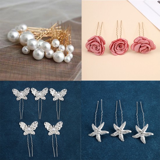 Bridal coiled hair accessories, Hair hairpins, hair clips, U-shaped clips, popular hairdressing pins, makeup braided hair