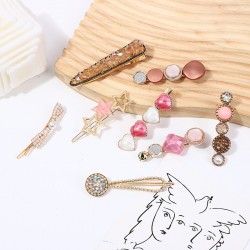 Wholesale of Korean-style cute pearl hair clips, Instagram water diamond hair clips, retro bangs hair clips, and simple heart-shaped hair accessories