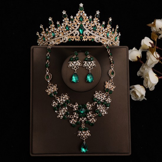 Bridal headwear, Baroque crown, grand wedding three-piece set, wedding dress, evening gown accessories, princess birthday crown, hair accessory Bridal headwear, Baroque crown, grand wedding three-piece set, wedding dress, evening gown accessories, princess birthday crown, hair accessory