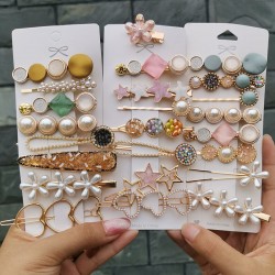 Candy-colored heavy-duty hair clip set, South Korea Dongdaemun one-line hair clip, hair back and head side clip, pearl headwear