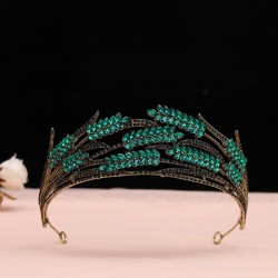 Water diamond wheat ear grand bridal crown headwear, super sparkling and super ethereal European and American crown, retro main wedding dress, evening gown hair accessory