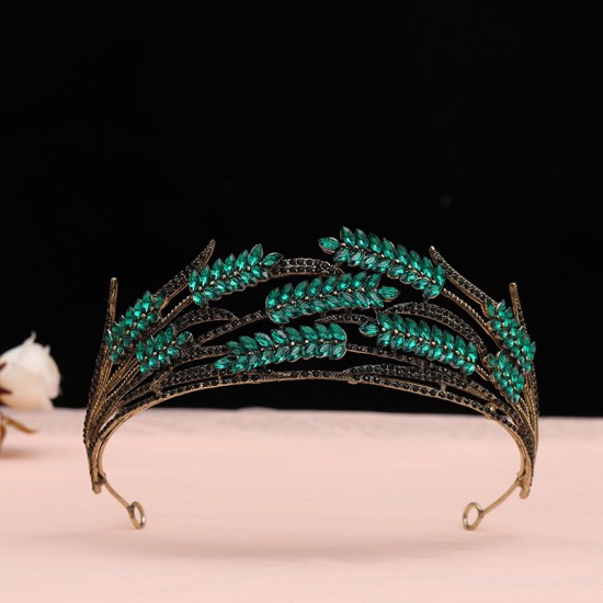 Water diamond wheat ear grand bridal crown headwear, super sparkling and super ethereal European and American crown, retro main wedding dress, evening gown hair accessory Water diamond wheat ear grand bridal crown headwear, super sparkling and super ethereal European and American crown, retro main wedding dress, evening gown hair accessory