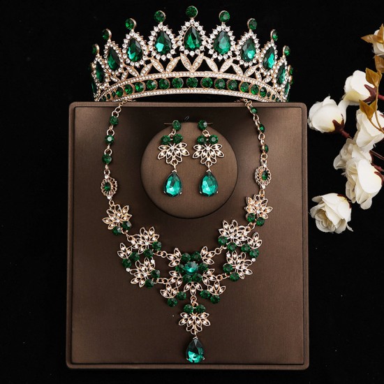 Bridal headwear, Baroque crown, grand wedding three-piece set, wedding dress, evening gown accessories, princess birthday crown, hair accessory Bridal headwear, Baroque crown, grand wedding three-piece set, wedding dress, evening gown accessories, princess birthday crown, hair accessory