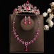 Rose red bridal headwear, crown, white main wedding dress, birthday hair accessory, Korean-style wedding luxury necklace and earrings three-piece set Rose red bridal headwear, crown, white main wedding dress, birthday hair accessory, Korean-style wedding luxury necklace and earrings three-piece set