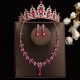 Rose red bridal headwear, crown, white main wedding dress, birthday hair accessory, Korean-style wedding luxury necklace and earrings three-piece set Rose red bridal headwear, crown, white main wedding dress, birthday hair accessory, Korean-style wedding luxury necklace and earrings three-piece set