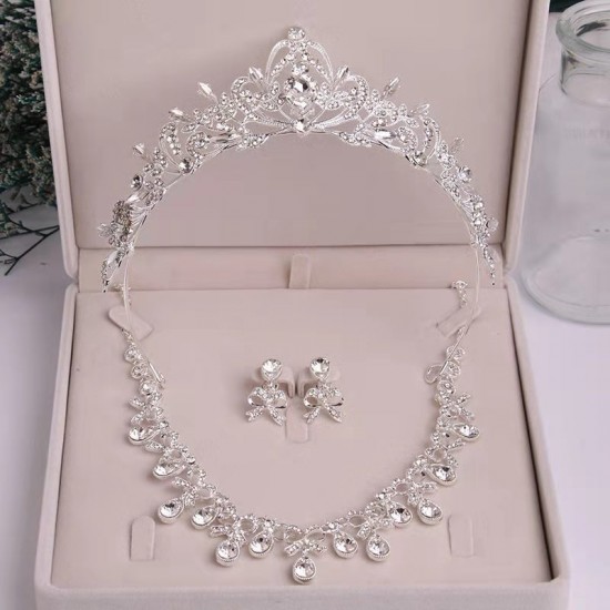 2024 New bridal headwear three-piece set, crown necklace set, grand and ethereal wedding hair accessories, wedding dress accessories 2024 New bridal headwear three-piece set, crown necklace set, grand and ethereal wedding hair accessories, wedding dress accessories