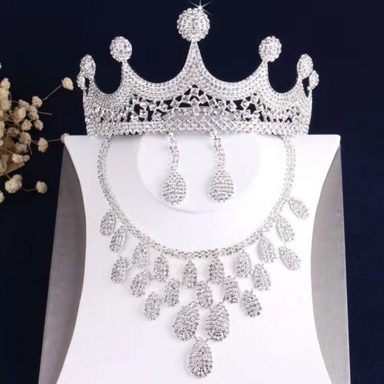 Korean-style simple and fashionable necklaces and earrings, popular two-piece necklace sets, wedding bride accessories, wedding dress accessories wholesale Korean-style simple and fashionable necklaces and earrings, popular two-piece necklace sets, wedding bride accessories, wedding dress accessories wholesale
