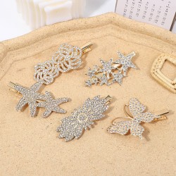 Korean-style pearl diamond-encrusted hair clips, ins water diamond hair clips, retro bangs hair clips, simple butterfly clips and hair accessories wholesale