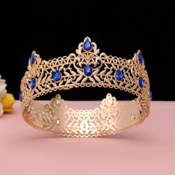 European and American men's golden crown, simple multi-color full round king's crown headwear, birthday bride's crown universal