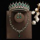 Green bridal crown three-piece set, wedding crown, headwear, necklace, earrings, Korean-style super ethereal wedding dress, evening gown and accessories Green bridal crown three-piece set, wedding crown, headwear, necklace, earrings, Korean-style super ethereal wedding dress, evening gown and accessories