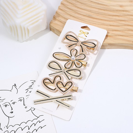 Wholesale of Korean-style cute pearl hair clips, Instagram water diamond hair clips, retro bangs hair clips, and simple heart-shaped hair accessories Wholesale of Korean-style cute pearl hair clips, Instagram water diamond hair clips, retro bangs hair clips, and simple heart-shaped hair accessories