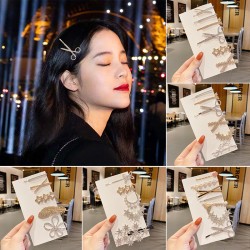 South Korea's Dongdaemun pearl water Diamond hair clip, one-line hair clip at the back of the head, simple crystal edge hair accessory for girls