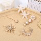 Korean-style cute pearl hair clips, Instagram double white sea star Moon 5-piece set hair clips, simple heart-shaped hair clips, wholesale hair accessories