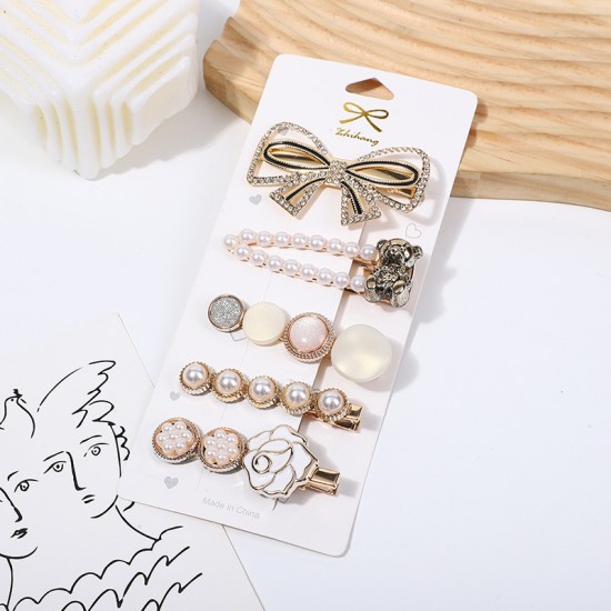 Wholesale of Korean-style cute pearl hair clips, Instagram water diamond hair clips, retro bangs hair clips, and simple heart-shaped hair accessories Wholesale of Korean-style cute pearl hair clips, Instagram water diamond hair clips, retro bangs hair clips, and simple heart-shaped hair accessories