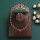 Festive red bridal set, three-piece set, necklace, earrings, crown, headwear, wedding accessories, birthday crown, women's hair accessory