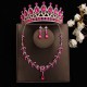 Rose red bridal headwear, crown, white main wedding dress, birthday hair accessory, Korean-style wedding luxury necklace and earrings three-piece set Rose red bridal headwear, crown, white main wedding dress, birthday hair accessory, Korean-style wedding luxury necklace and earrings three-piece set