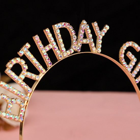 Happy Birthday Bestseller! Women's water diamond high-end pressure-sensitive hair, party and gathering atmosphere, photo outfit, Korean-style hairpin headband. Happy Birthday Bestseller! Women's water diamond high-end pressure-sensitive hair, party and gathering atmosphere, photo outfit, Korean-style hairpin headband.