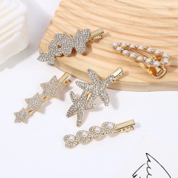 Wholesale of Korean-style cute pearl hair clips, Instagram water diamond hair clips, retro bangs hair clips, and simple heart-shaped hair accessories