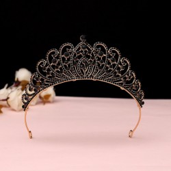 Bride hair accessory, 18-year-old luxurious crystal Korean-style crown, Baroque retro black hair accessory, best friend's birthday gift