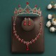 Festive red bridal set, three-piece set, necklace, earrings, crown, headwear, wedding accessories, birthday crown, women's hair accessory
