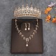 Korean-style bride's crown, grand headwear, three-piece wedding dress, birthday hair accessory, wedding dress with accessories, necklace and earrings