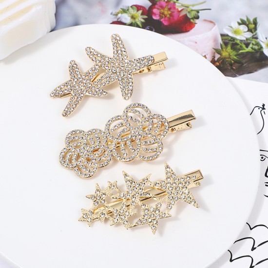 Korean-style pearl diamond-encrusted hair clips, ins water diamond hair clips, retro bangs hair clips, simple butterfly clips and hair accessories wholesale