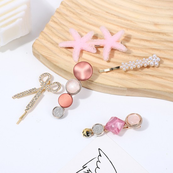 Korean-style cute pearl hair clips, Instagram water diamond hair clips, retro bangs hair clips, simple scissor clips and hair accessories wholesale