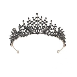 Wholesale of European and American bride crown rhinestone headwear, Baroque black, retro, simple and elegant beauty pageant crown wedding dress