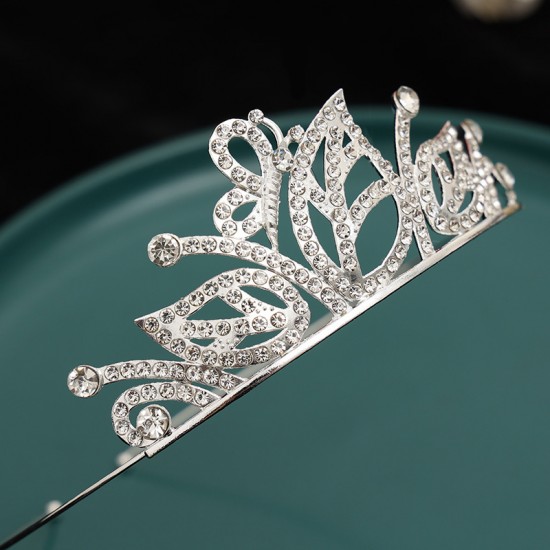Children's crown headwear, flower girl handcrafted crystal hair accessory, crown, girl's birthday performance hair band, princess dress accessory Children's crown headwear, flower girl handcrafted crystal hair accessory, crown, girl's birthday performance hair band, princess dress accessory