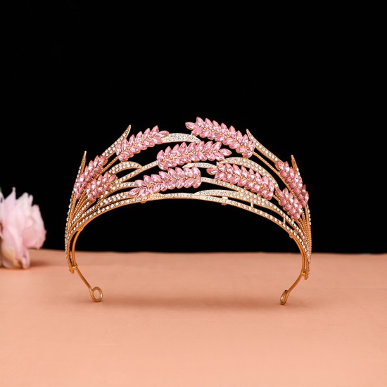 Water diamond wheat ear grand bridal crown headwear, super sparkling and super ethereal European and American crown, retro main wedding dress, evening gown hair accessory Water diamond wheat ear grand bridal crown headwear, super sparkling and super ethereal European and American crown, retro main wedding dress, evening gown hair accessory