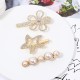 Starry Sea hair clip, Pearl Rhinestone Bow Hair clip, Korean version five-piece set edge clip, Broken Hair girl head accessory clip Starry Sea hair clip, Pearl Rhinestone Bow Hair clip, Korean version five-piece set edge clip, Broken Hair girl head accessory clip