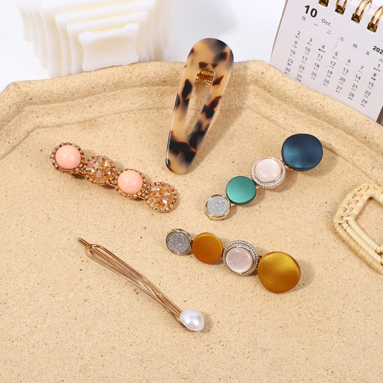 Crystal edge pink crystal Korean bb clip Korean version Korean simple geometric hair accessory Instagram popular bangs broken hair clip