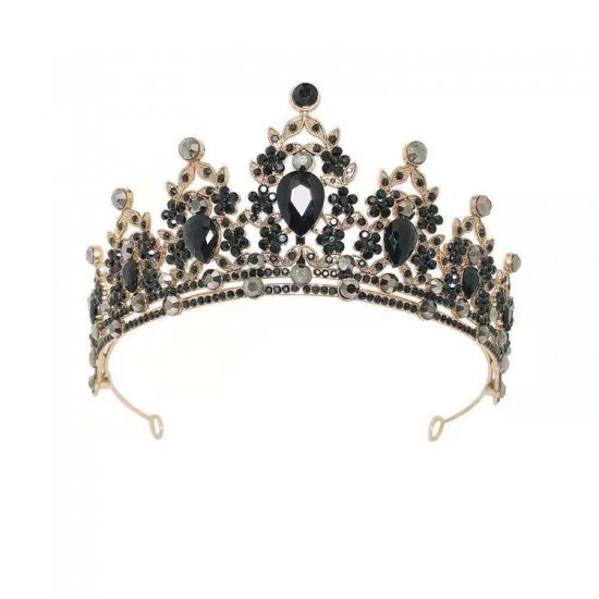 Wholesale of European and American bride crown rhinestone headwear, Baroque black, retro, simple and elegant beauty pageant crown wedding dress Wholesale of European and American bride crown rhinestone headwear, Baroque black, retro, simple and elegant beauty pageant crown wedding dress