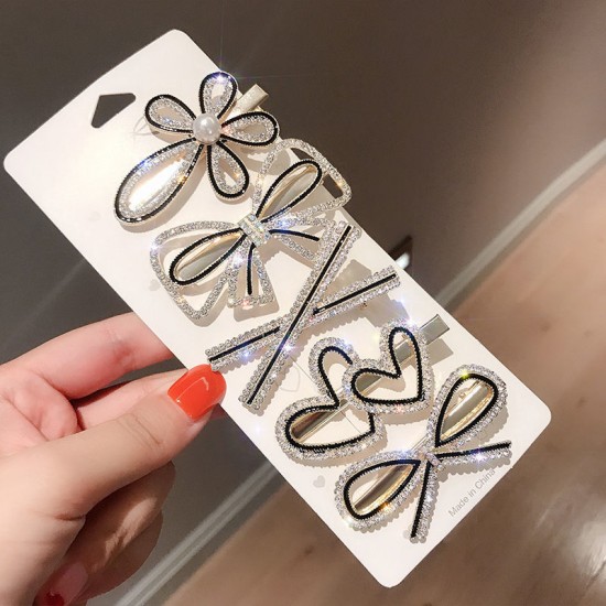 Wholesale of Korean-style trendy hairpins, small chanel-style diamond-encrusted hairpins, teenage bangs, seaside clips, fashionable and simple hairpin accessories Wholesale of Korean-style trendy hairpins, small chanel-style diamond-encrusted hairpins, teenage bangs, seaside clips, fashionable and simple hairpin accessories