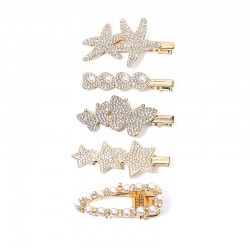 Wholesale of Korean-style cute pearl hair clips, Instagram water diamond hair clips, retro bangs hair clips, and simple heart-shaped hair accessories