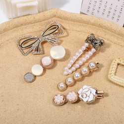 Wholesale of Korean-style cute pearl hair clips, Instagram water diamond hair clips, retro bangs hair clips, and simple heart-shaped hair accessories