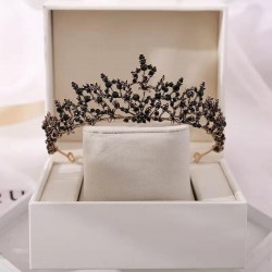 Baroque retro black luxurious crown bridal headwear wedding dress, 18th birthday women's crown 2024 new style