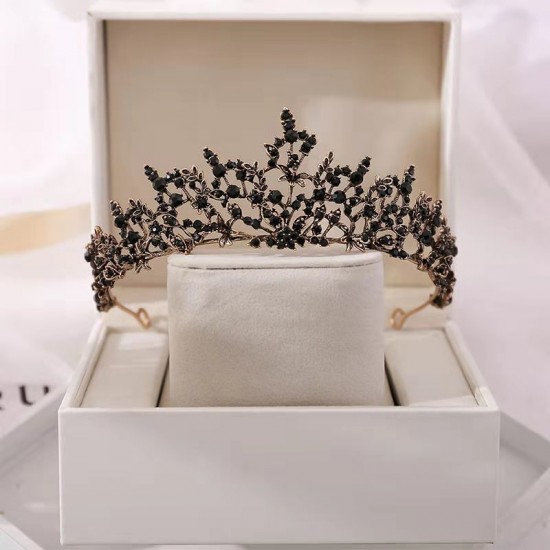 Baroque retro black luxurious crown bridal headwear wedding dress, 18th birthday women's crown 2024 new style Baroque retro black luxurious crown bridal headwear wedding dress, 18th birthday women's crown 2024 new style