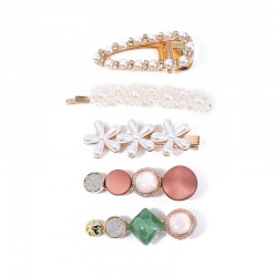 Wholesale of Korean-style cute pearl hair clips, Instagram water diamond hair clips, retro bangs hair clips, and simple heart-shaped hair accessories