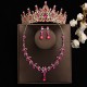 Rose red bridal headwear, crown, white main wedding dress, birthday hair accessory, Korean-style wedding luxury necklace and earrings three-piece set Rose red bridal headwear, crown, white main wedding dress, birthday hair accessory, Korean-style wedding luxury necklace and earrings three-piece set