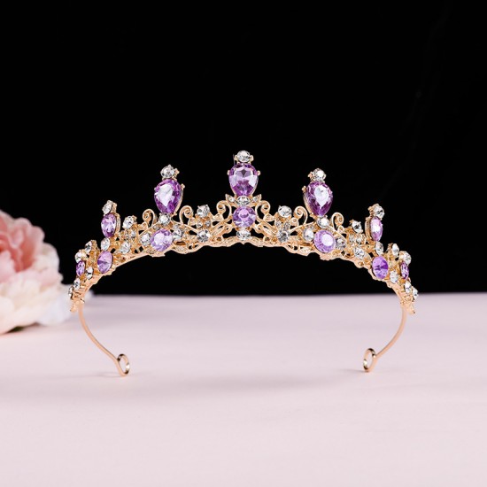 Crown New performance children's catwalk bridesmaid birthday party Headband Hair accessory Bride headwear high-end crystal crown