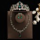 Green bridal crown three-piece set, wedding crown, headwear, necklace, earrings, Korean-style super ethereal wedding dress, evening gown and accessories Green bridal crown three-piece set, wedding crown, headwear, necklace, earrings, Korean-style super ethereal wedding dress, evening gown and accessories